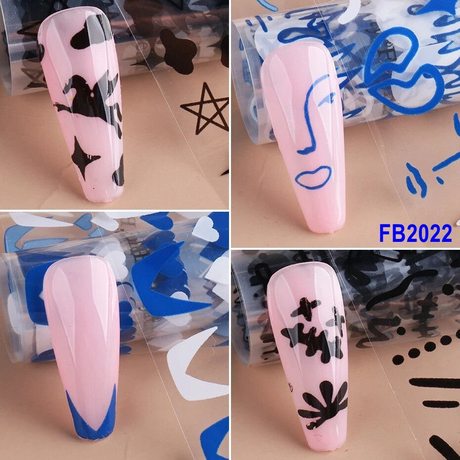 Holographic Nail Foil Transfer Stickers 10pcs Snake Heart Star Decor