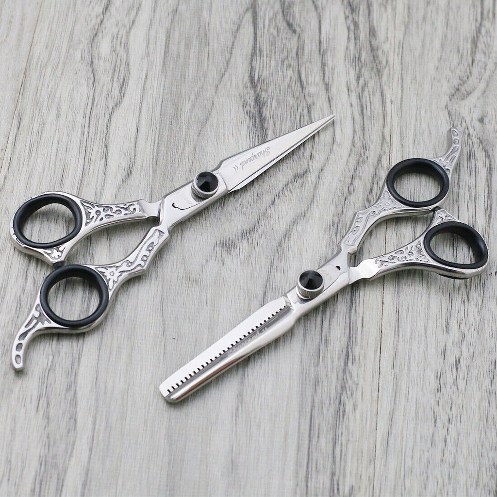 Professional Hair Cutting & Thinning Scissors Set with Razor and Pouch
