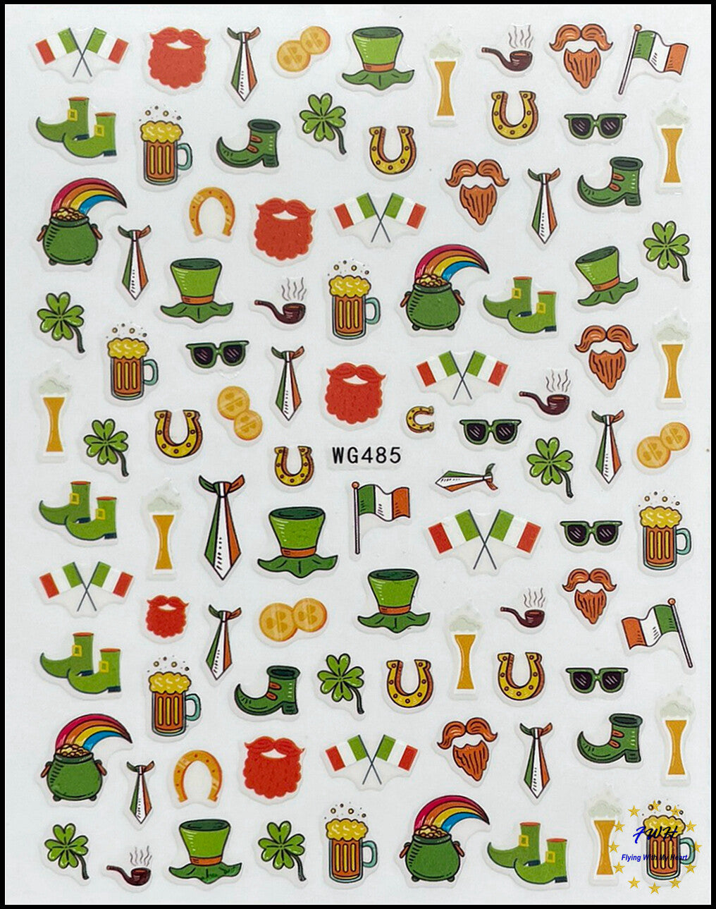 Green Four-Leaf Clover Nail Stickers - Lucky Day Nail Art Decals