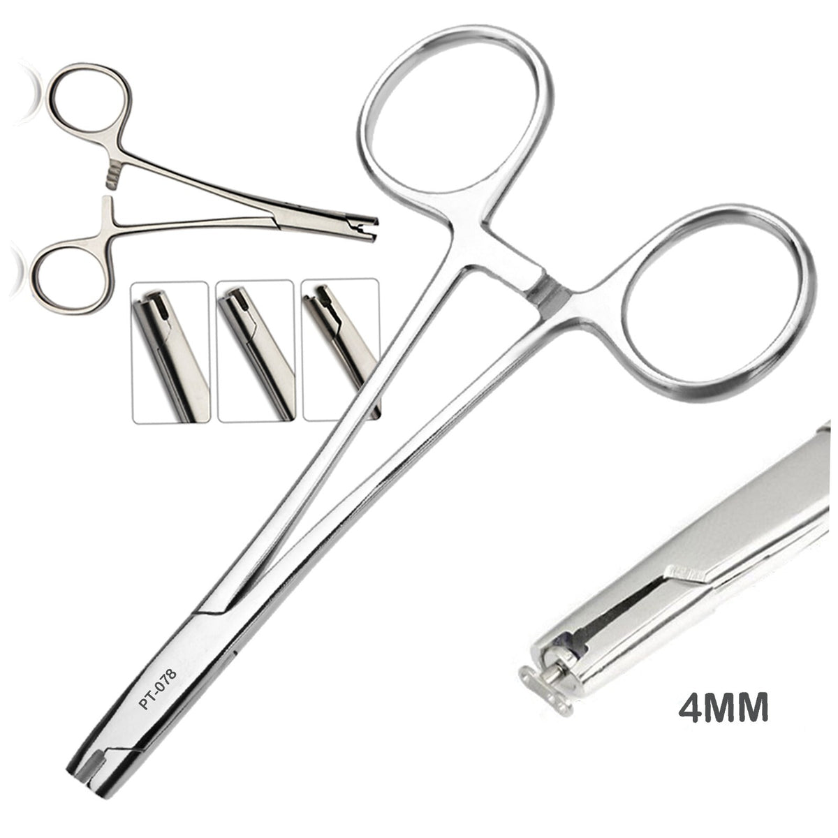 4mm Dermal Insertion Tool - Surface Anchor Forceps, 5" Stainless Medical-Grade
