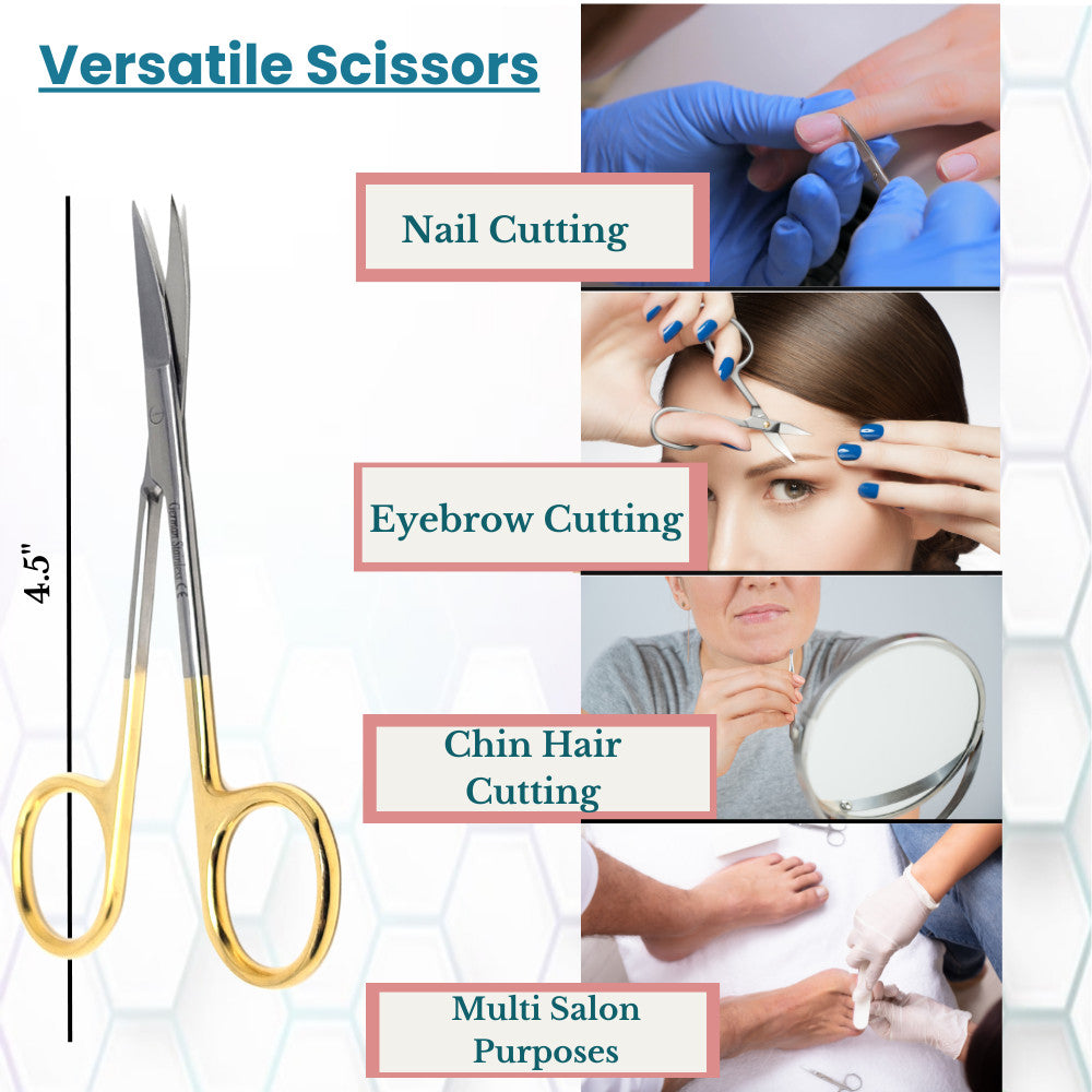 Stainless Steel Grooming Scissors 4.5 Inch for Facial, Nail, Hair & Eyebrow Trimming