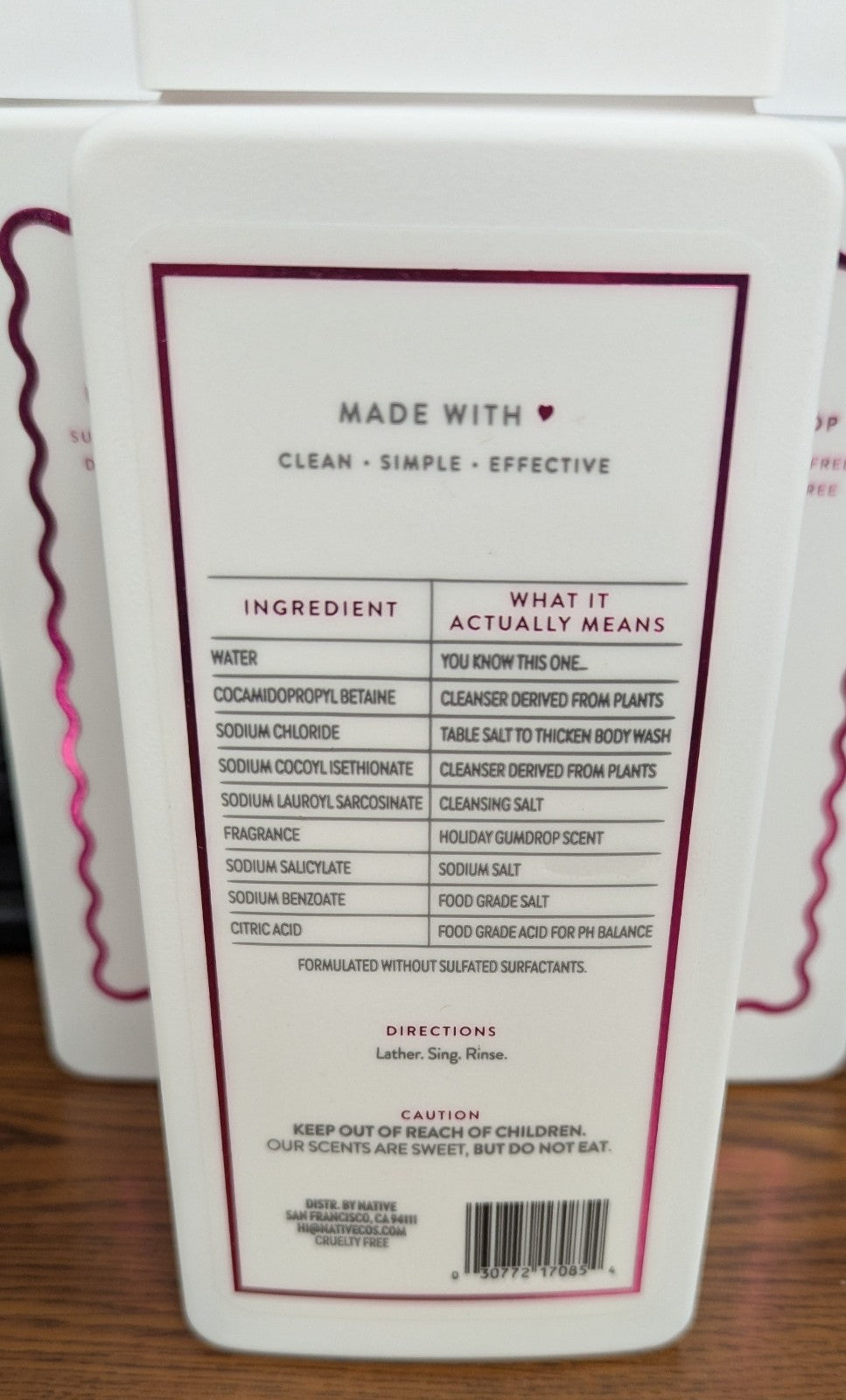 Lot of 4 Native Holiday Gumdrop Body Wash 18 fl oz - Sulfate & Paraben Free