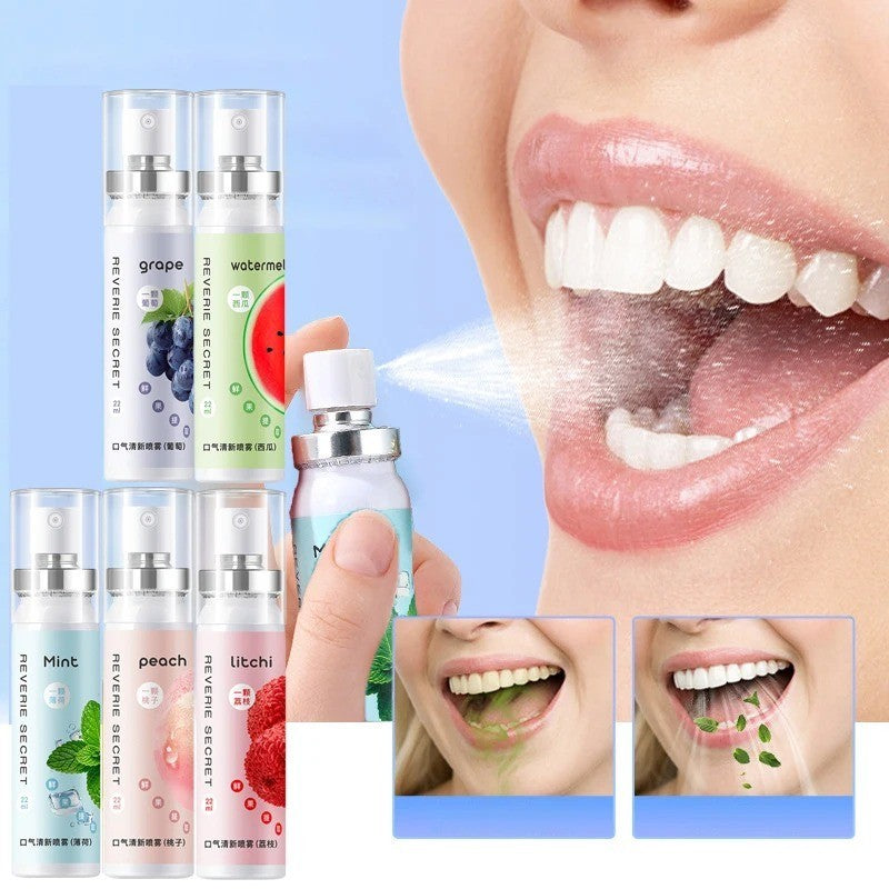 Portable Fruit Flavor Oral Fresh Breath Spray - Mint, Peach, Watermelon, Litchi