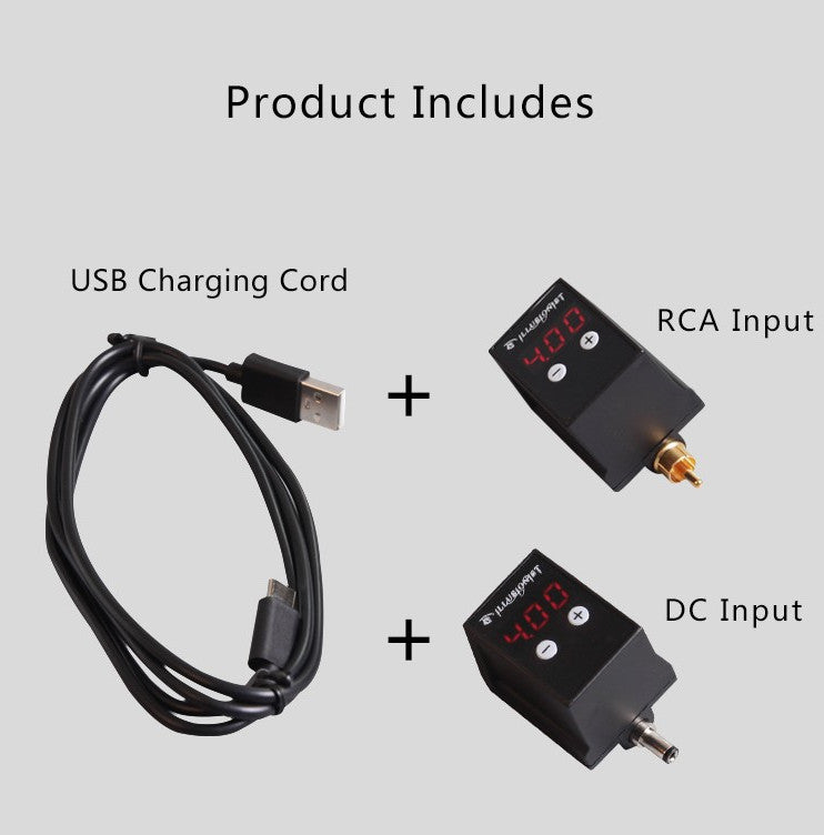 Wireless Tattoo Power Supply Kit with RCA & DC Connection