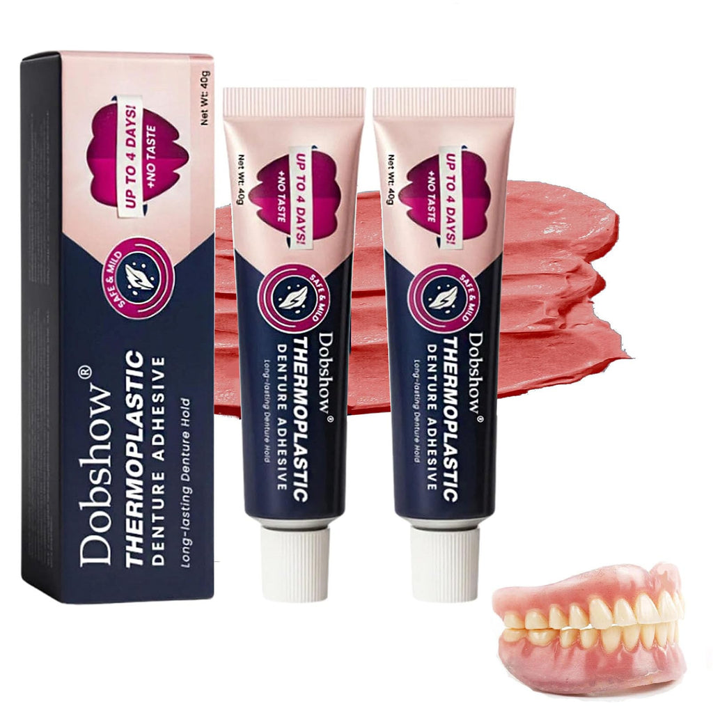 Extra Strong Denture Adhesive 2-Pack - Natural, Non-Toxic, Pink