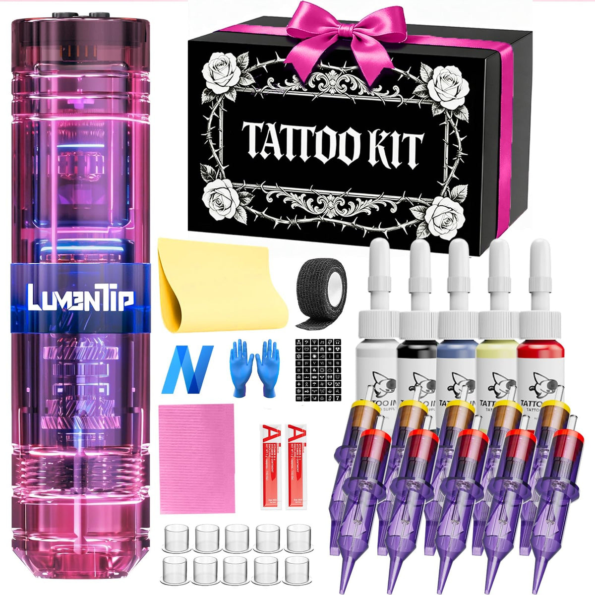 Wireless Tattoo Machine Kit for Beginners & Pros – Pink