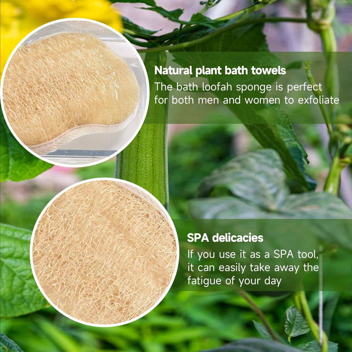 Natural Loofah Exfoliating Body Scrubber 3 Pack - Reusable & Gentle