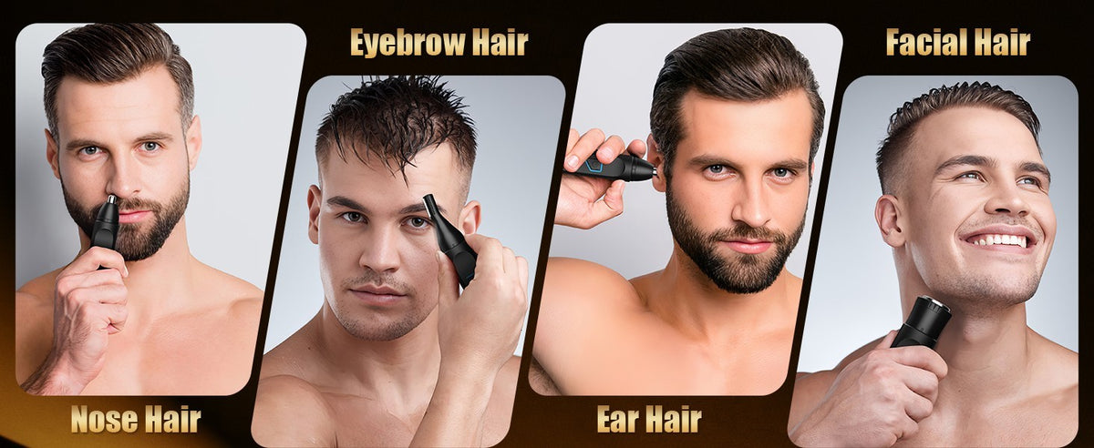 Rechargeable Men Ear Nose Hair Trimmer Set Beard Razor Cordless Grooming Kit