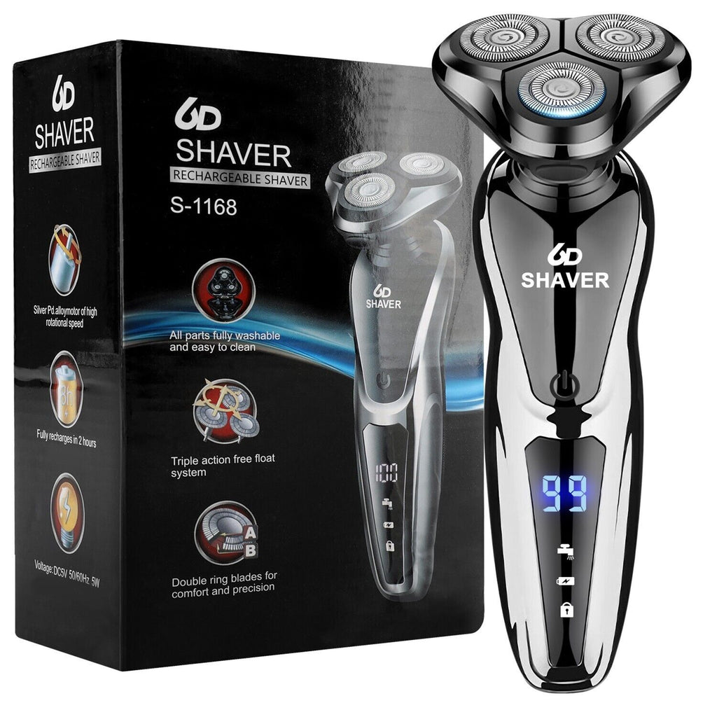 Rechargeable Waterproof Rotary Electric Shaver for Men Wet & Dry Grooming