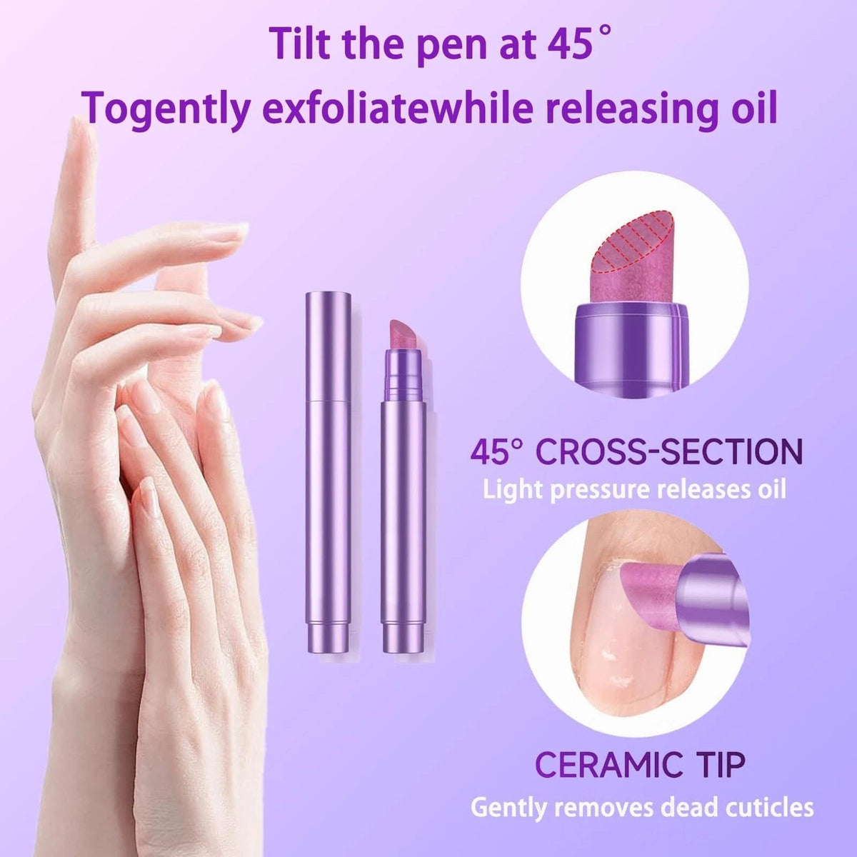3-in-1 Cuticle Oil Pen with Push Tool - Nail Care & Hydration, 0.5 Fl Oz, Pack of 2