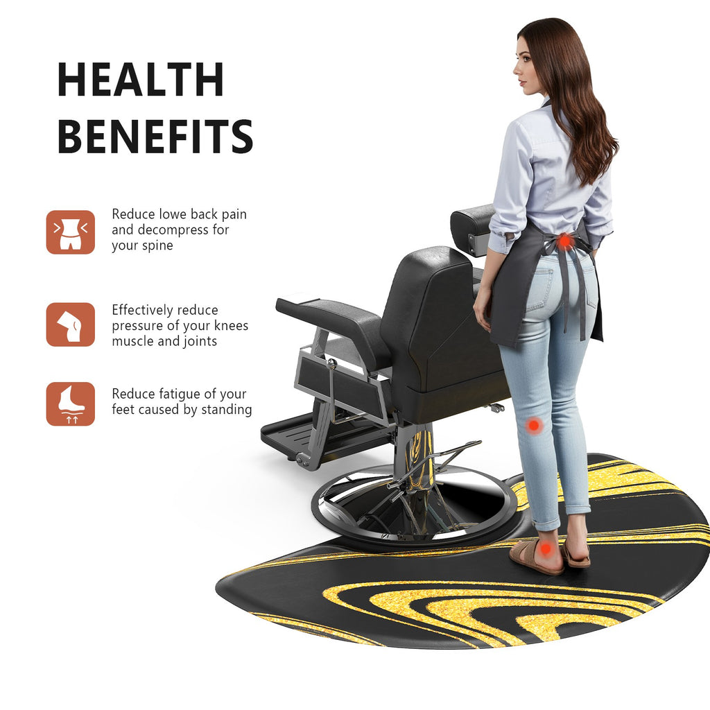 Anti-Fatigue Salon Mat 3x5 ft Semi-Circular Chair Cushion Waterproof Comfort