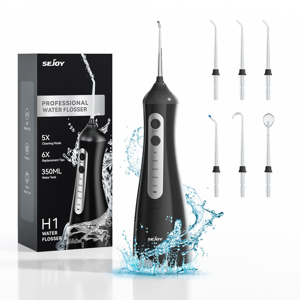 Cordless Water Flosser with 5 Modes and 6 Jet Tips - Oral Irrigator for Teeth Care
