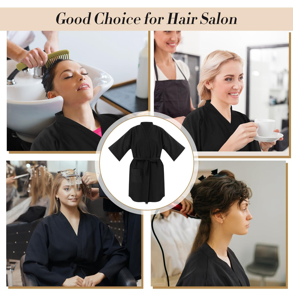 Black Salon Robe 6-Pack Waterproof Client Gowns for Haircut & Styling