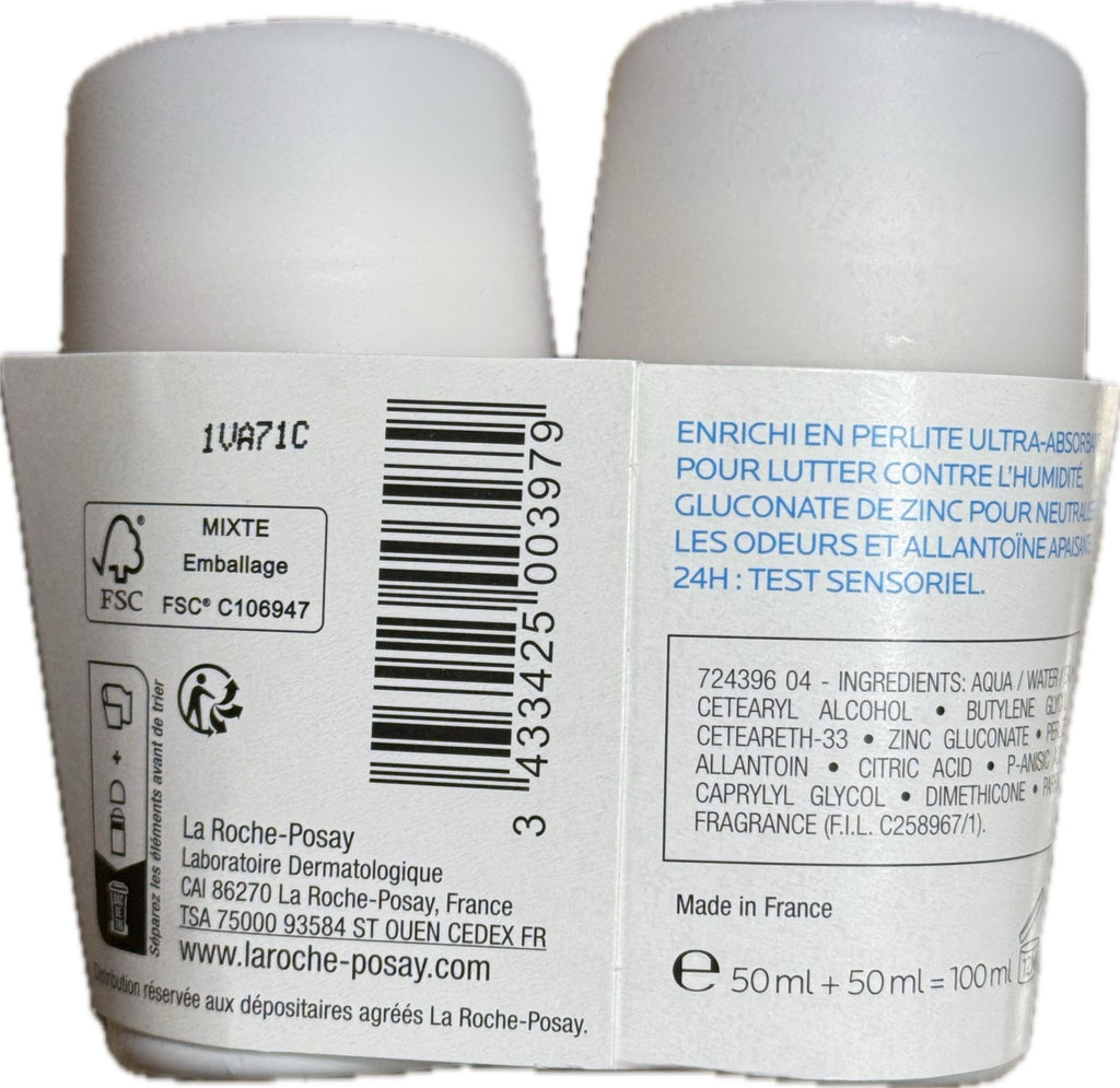 24H Roll-On Deodorant Pack - Aluminum-Free, Sensitive Skin, 2 x 50ml