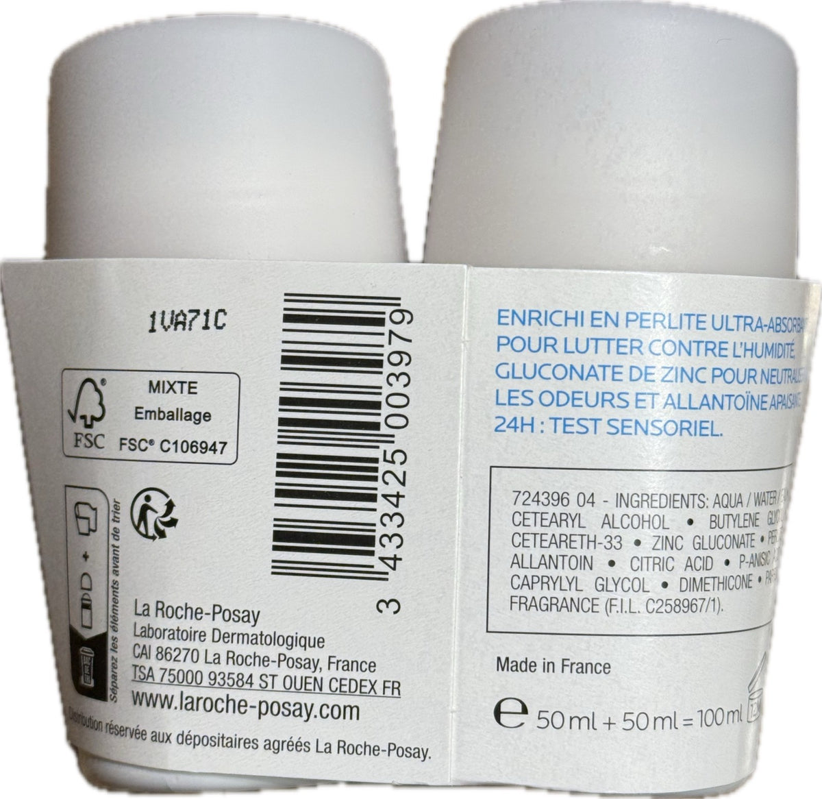 24H Roll-On Deodorant Pack - Aluminum-Free, Sensitive Skin, 2 x 50ml