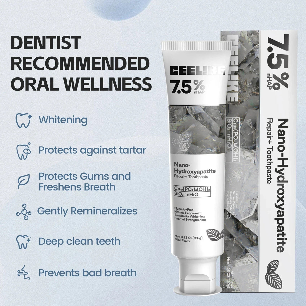 Nano Hydroxyapatite Toothpaste 4.23 oz Enamel Repair Sensitive Teeth Fluoride-Free