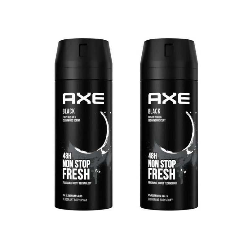Men's Deodorant Body Spray - Axe Black, 150ml, 2 Pack, Long-Lasting Freshness