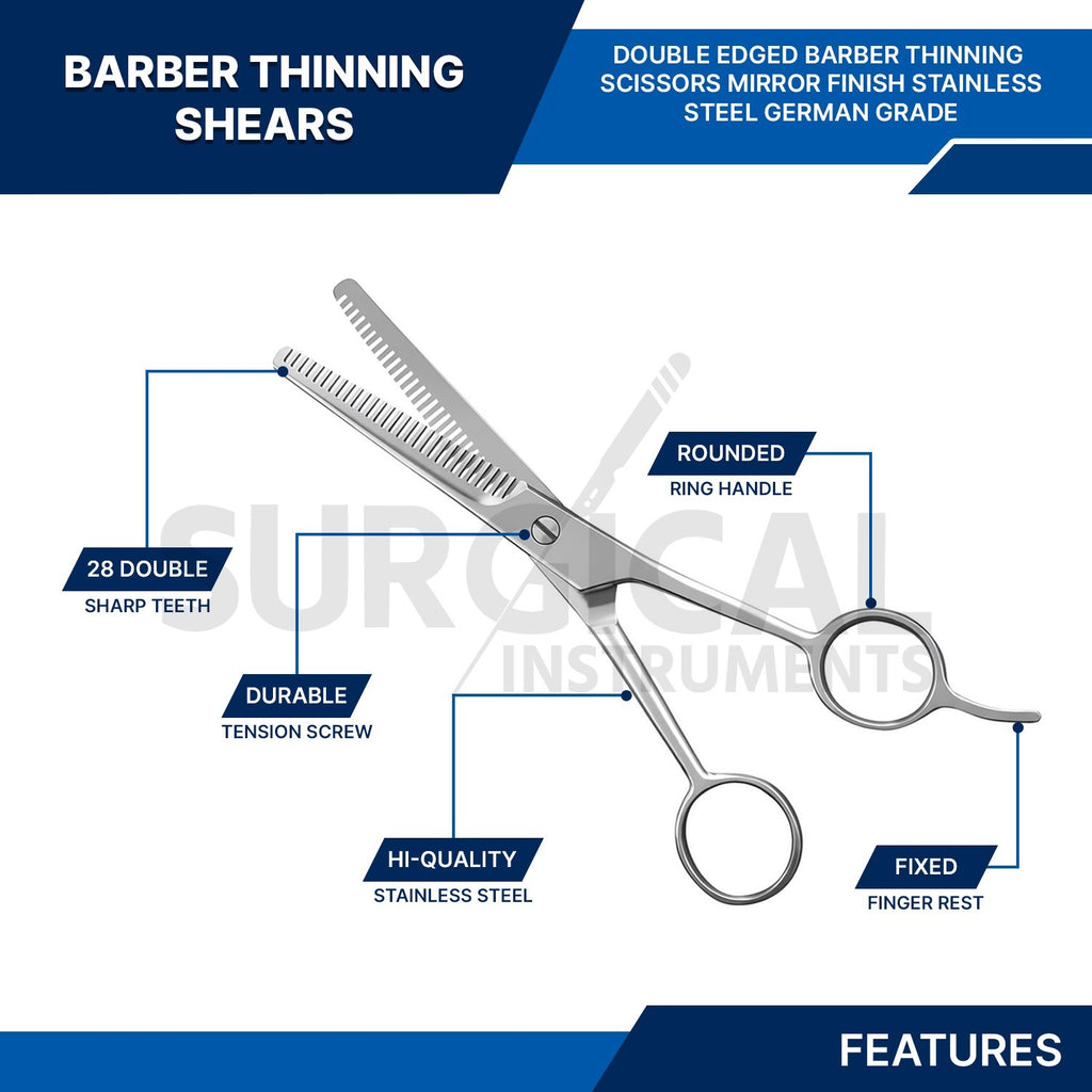 6.5 Inch Hair Thinning Shears for Salon & Barber Use - Stainless Steel, German Grade