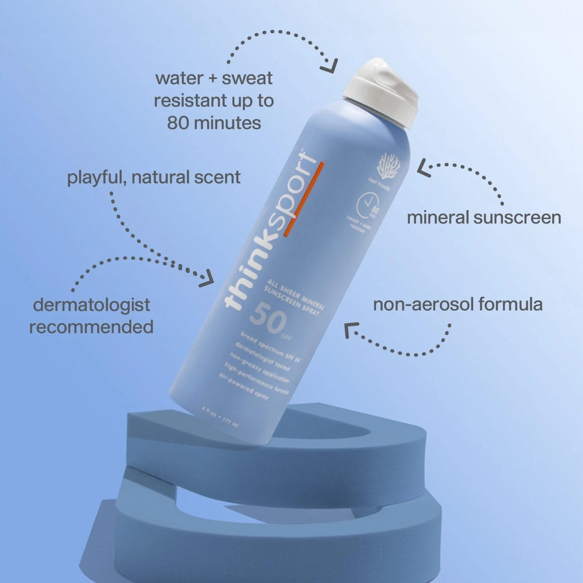 Mineral Sunscreen Spray SPF 50 - Water-Resistant Sun Protection for Face & Body