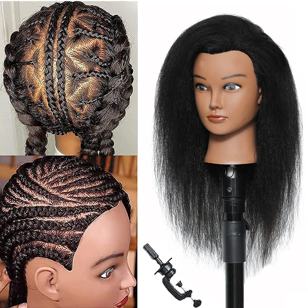 14 Inch Real Human Hair Mannequin Head for Hairdressing Training & Styling