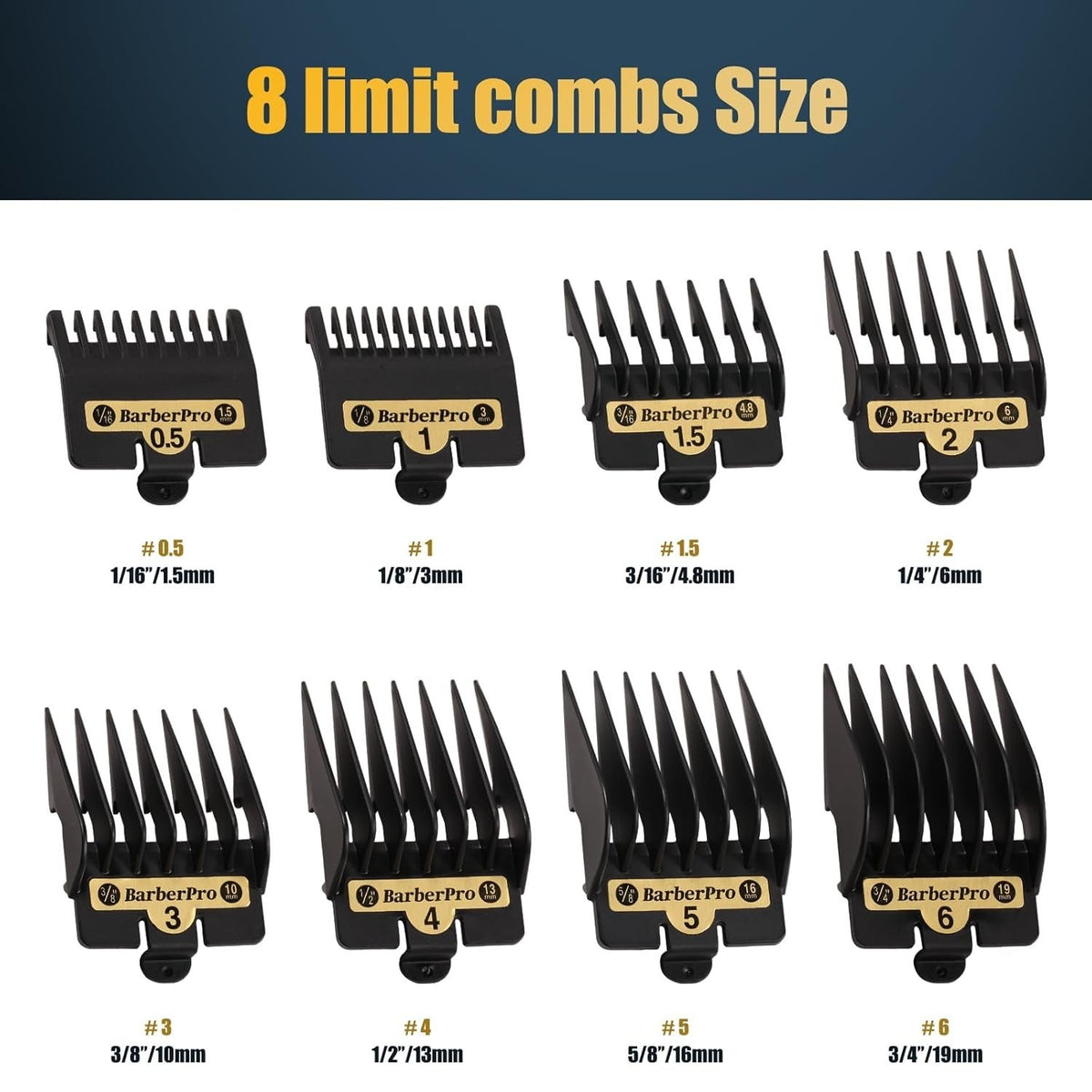 8PCS Hair Clipper Guard Set for BaBylissPRO Clippers - Multiple Lengths