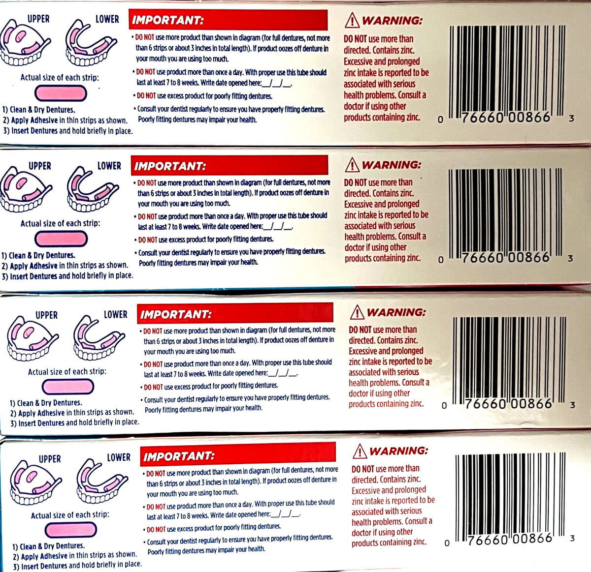 Denture Adhesive Cream - Original Fixodent, 4 Tubes 2.4 oz (68g) Pack