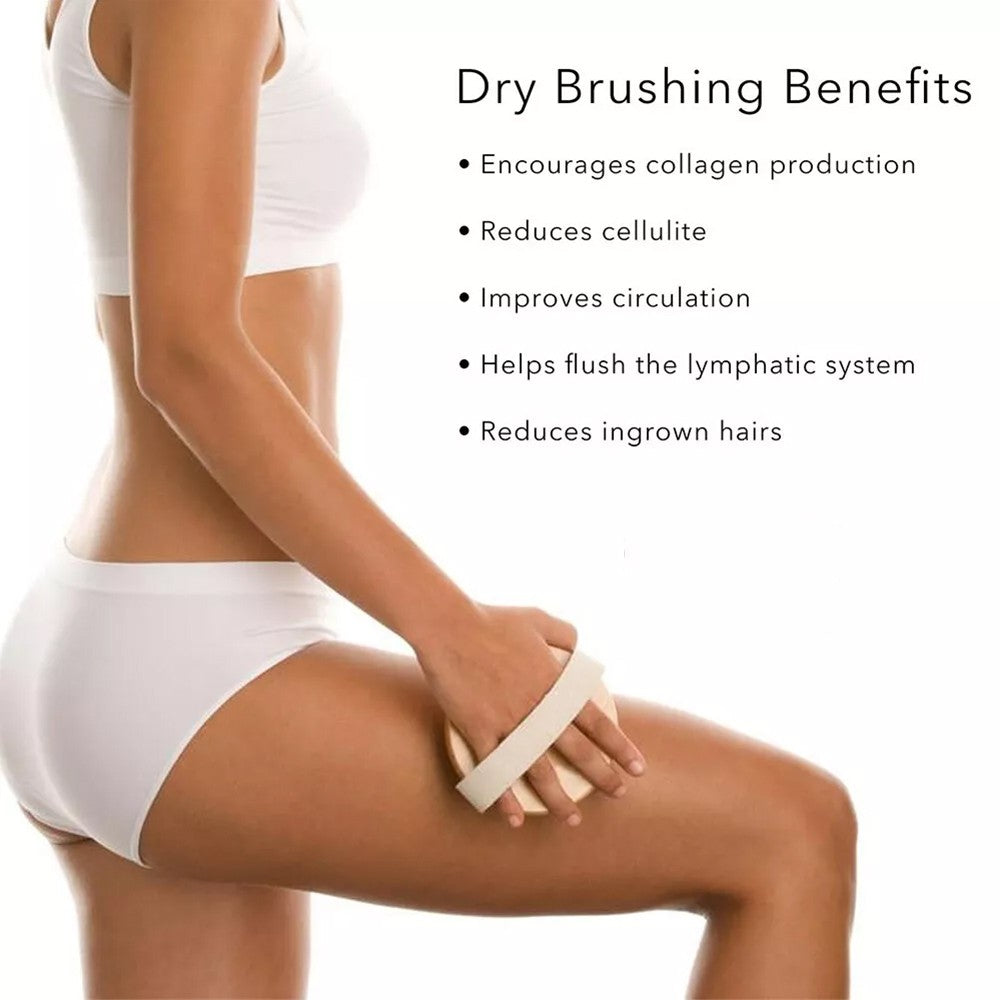 Exfoliating Body Brush with Natural Boar Hair - Solid Wood Frame Dry Skin Scrubber
