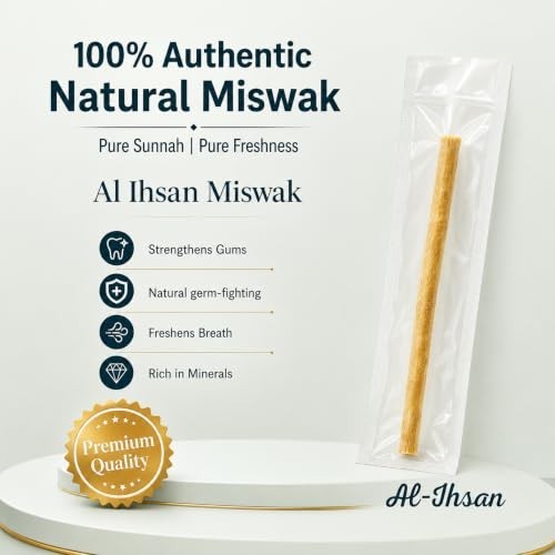Natural Miswak Sticks 5 Pack - Eco-Friendly Salivadora Persica Toothbrush with Holder