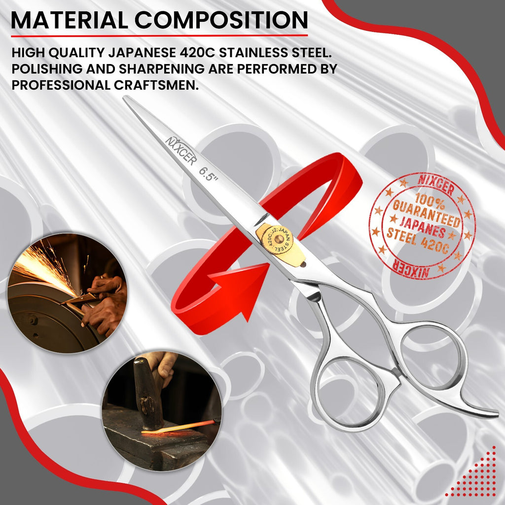Professional Hair Cutting Scissors 6.5 Inch Japanese Steel Razor Edge Salon Shears