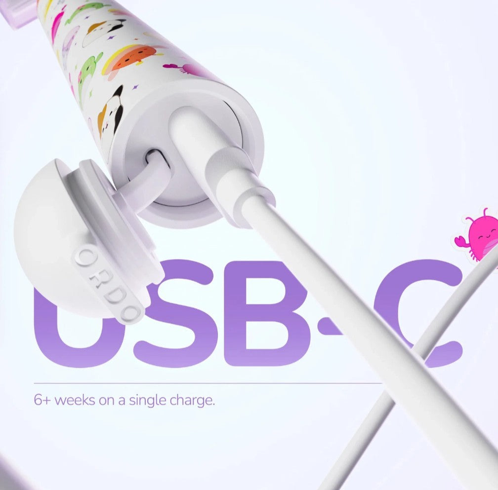 Kids Electric Toothbrush with Sonic Edge - Rechargeable Squishmallows Design