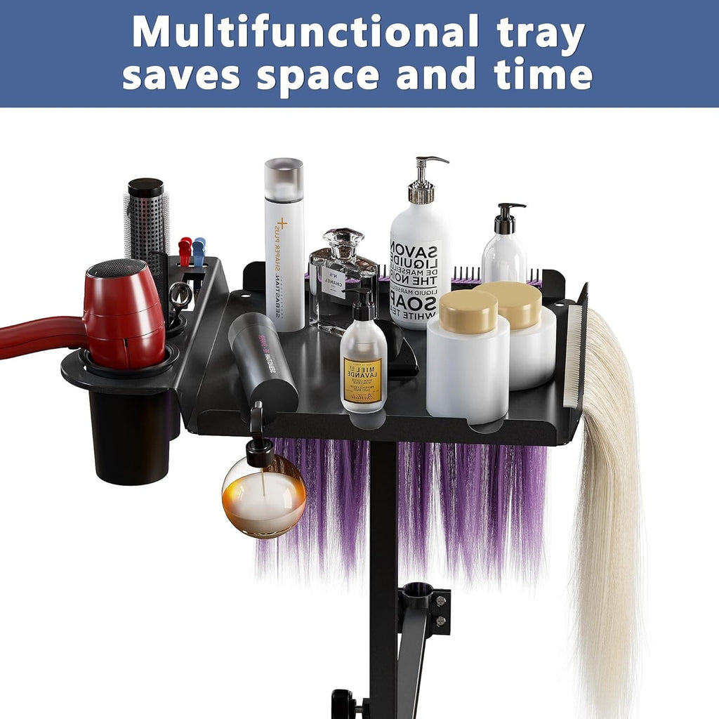 Rotatable Salon Tray for Barber Chairs with Adjustable Height and Tool Organizer
