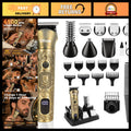 Professional Men's Beard Trimmer Kit with Adjustable Comb & Cordless Rechargeable Razor