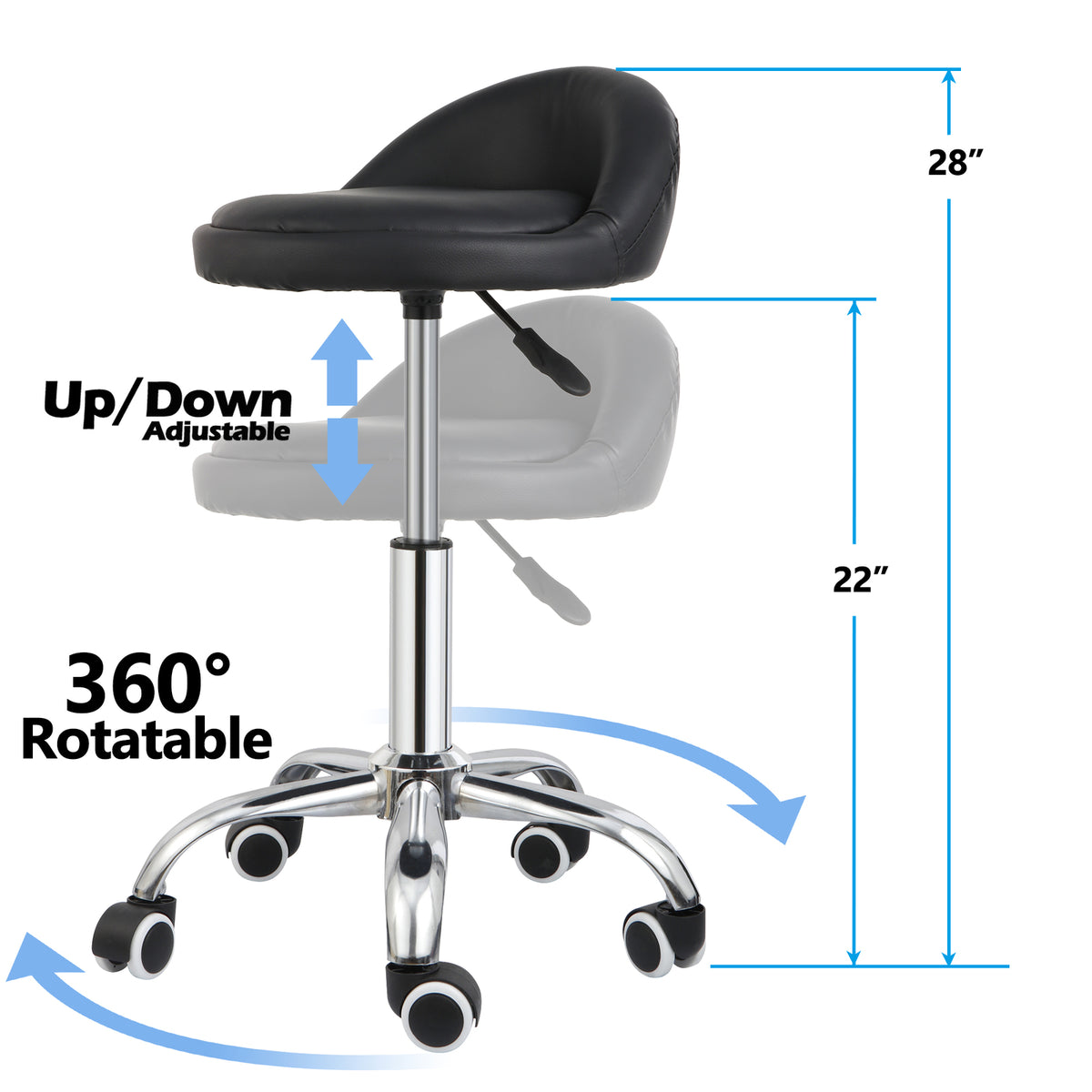 Adjustable Height Hydraulic Swivel Stool for Spa Salon & Beauty