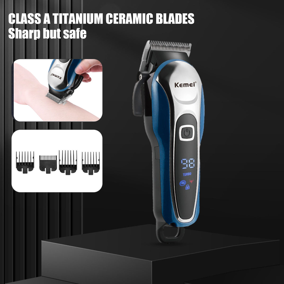Men's Cordless Hair Clipper Kit with LED Display and Multiple Attachments