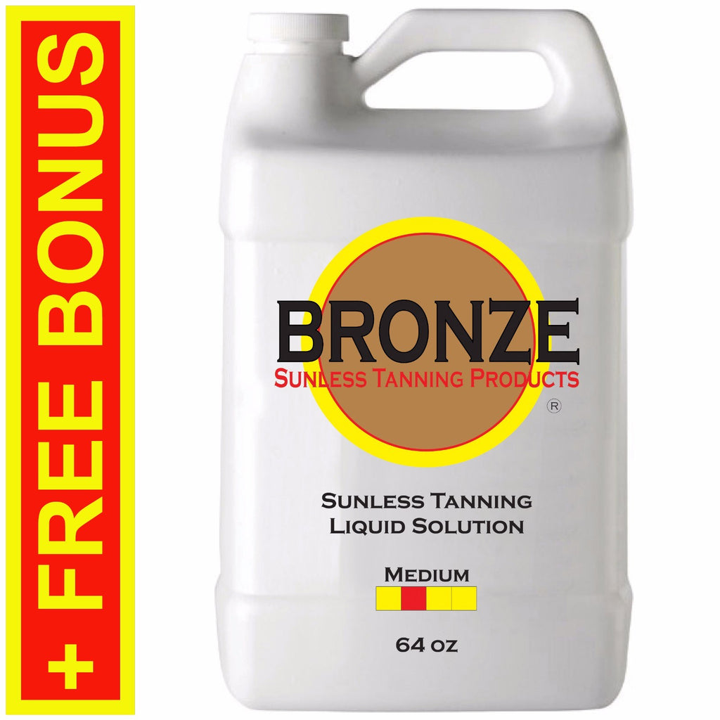 Medium Sunless Self Tanning Spray Solution 64 oz with Applicator Mitt