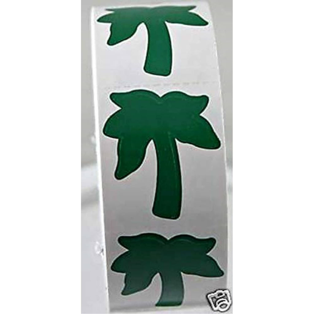 Palm Tree Tanning Stickers Roll - 1000 Count, Tropical Green Decor