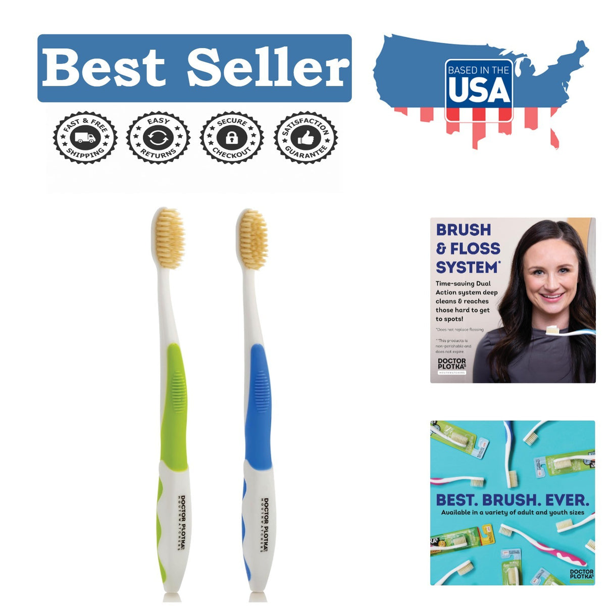 Sensitive Gums Flossing Toothbrush Set - Soft Bristles & Built-In Flosser