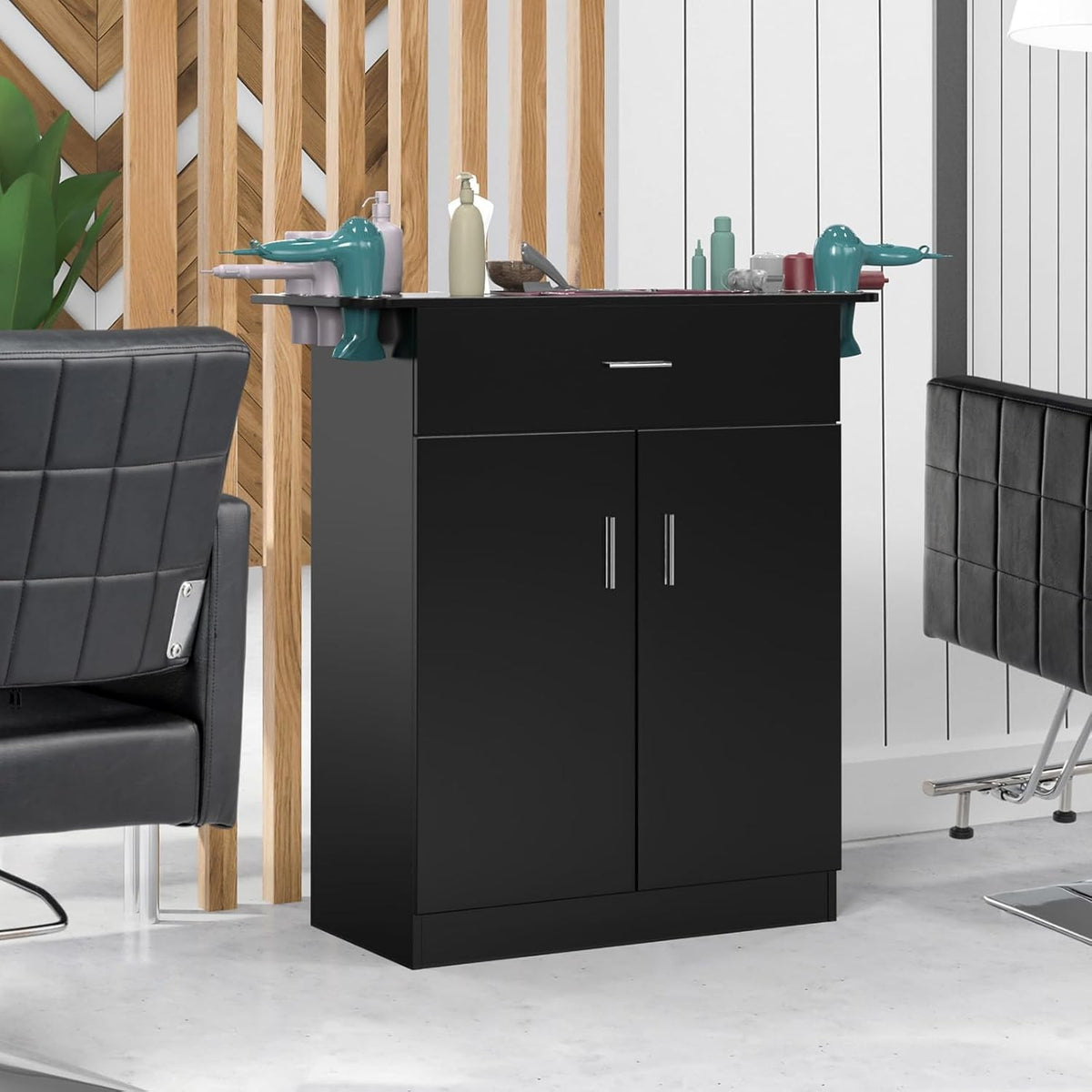 Salon Hair Styling Station with Storage Cabinet & Drawers – Professional Barber & Beauty Equipment