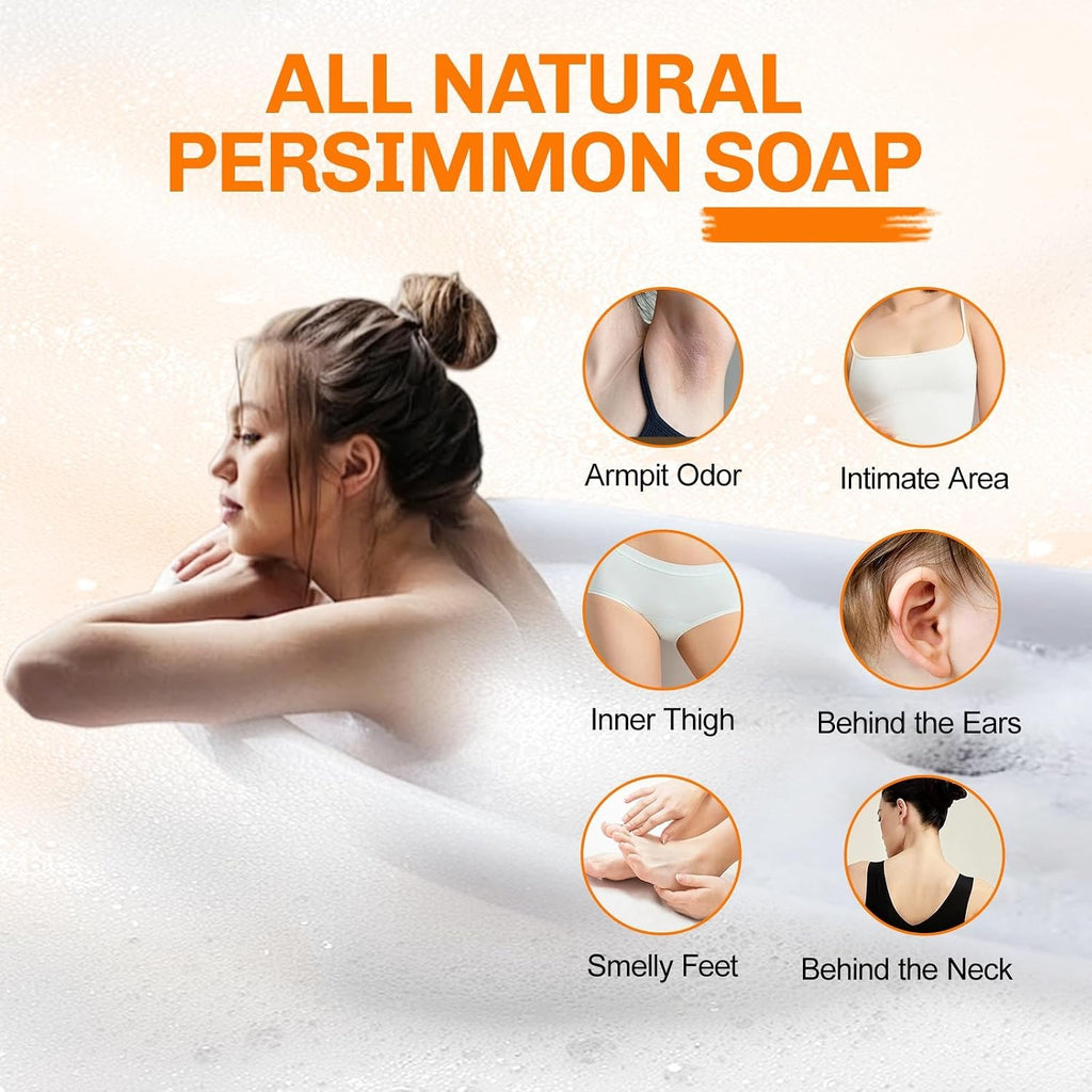 Natural Persimmon Soap Bar for Body Odor Control - Pack of 5
