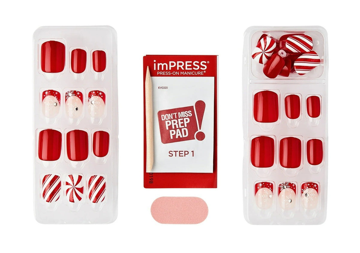 Holiday Christmas Press On Nail Kit - Instant Manicure with 30 Nails