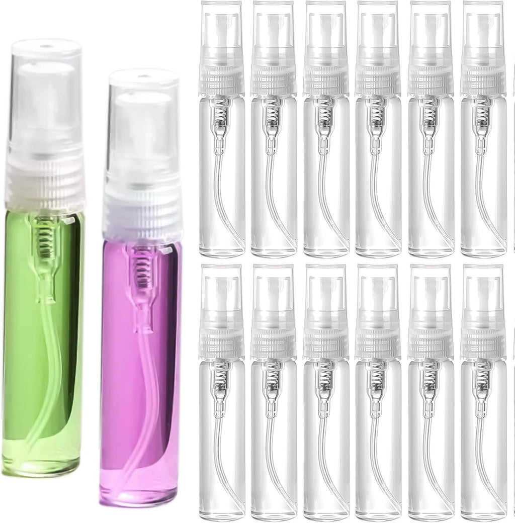 Mini Glass Spray Bottles Set - 5ml Travel Perfume Atomizers, Leak-Proof Refillable Containers