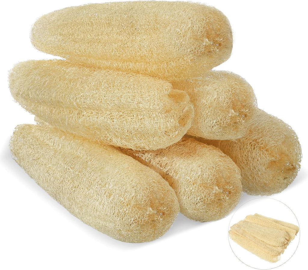 Natural Loofah Sponges 11.8-Inch 6-Pack, Organic Bath & Body Exfoliator