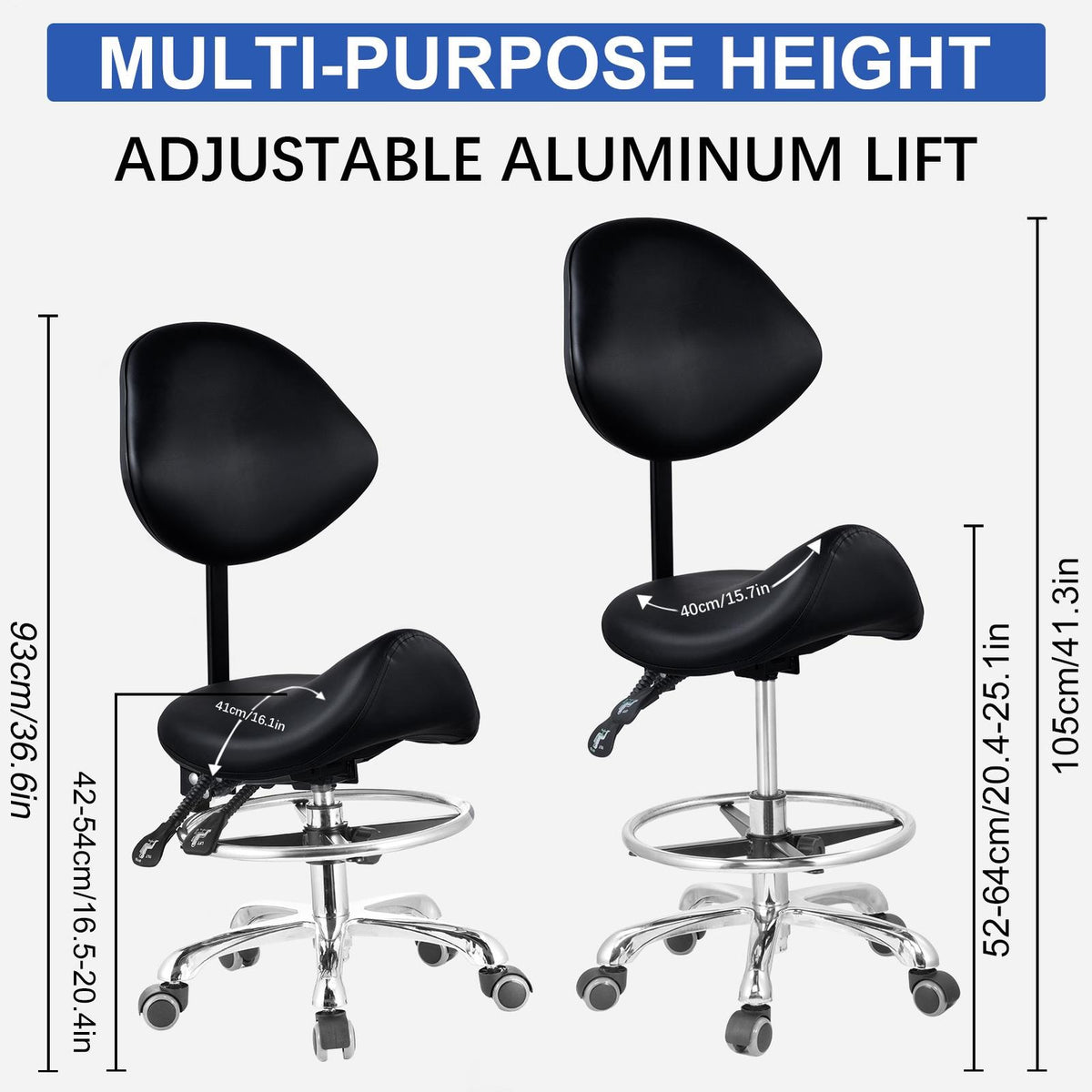Adjustable Hydraulic Esthetician Chair with Wheel Support for Spa and Salon