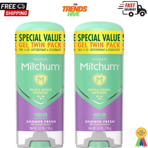 Mitchum Triple Odor Defense Gel Deodorant Shower Fresh 3.4 oz Pack of 2