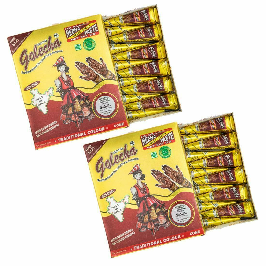 Golecha Henna Mehandi Temporary Tattoo Cones - Red/Maroon 24 Pack