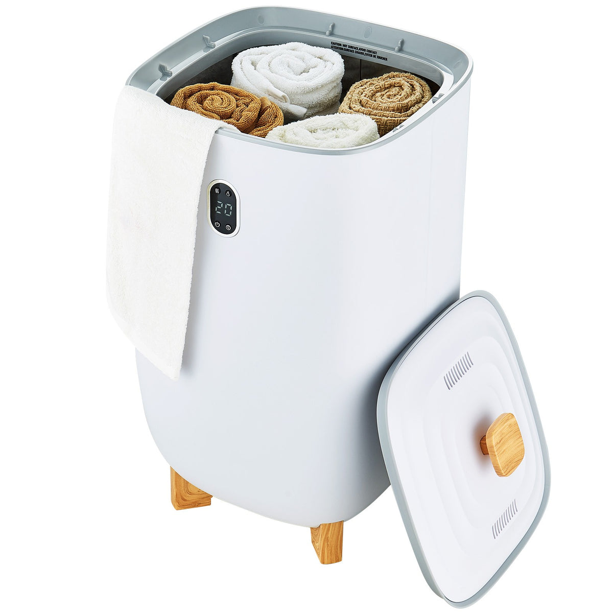 35L Electric Towel Warmer Bucket with LED Display Drying Timer for Bathroom