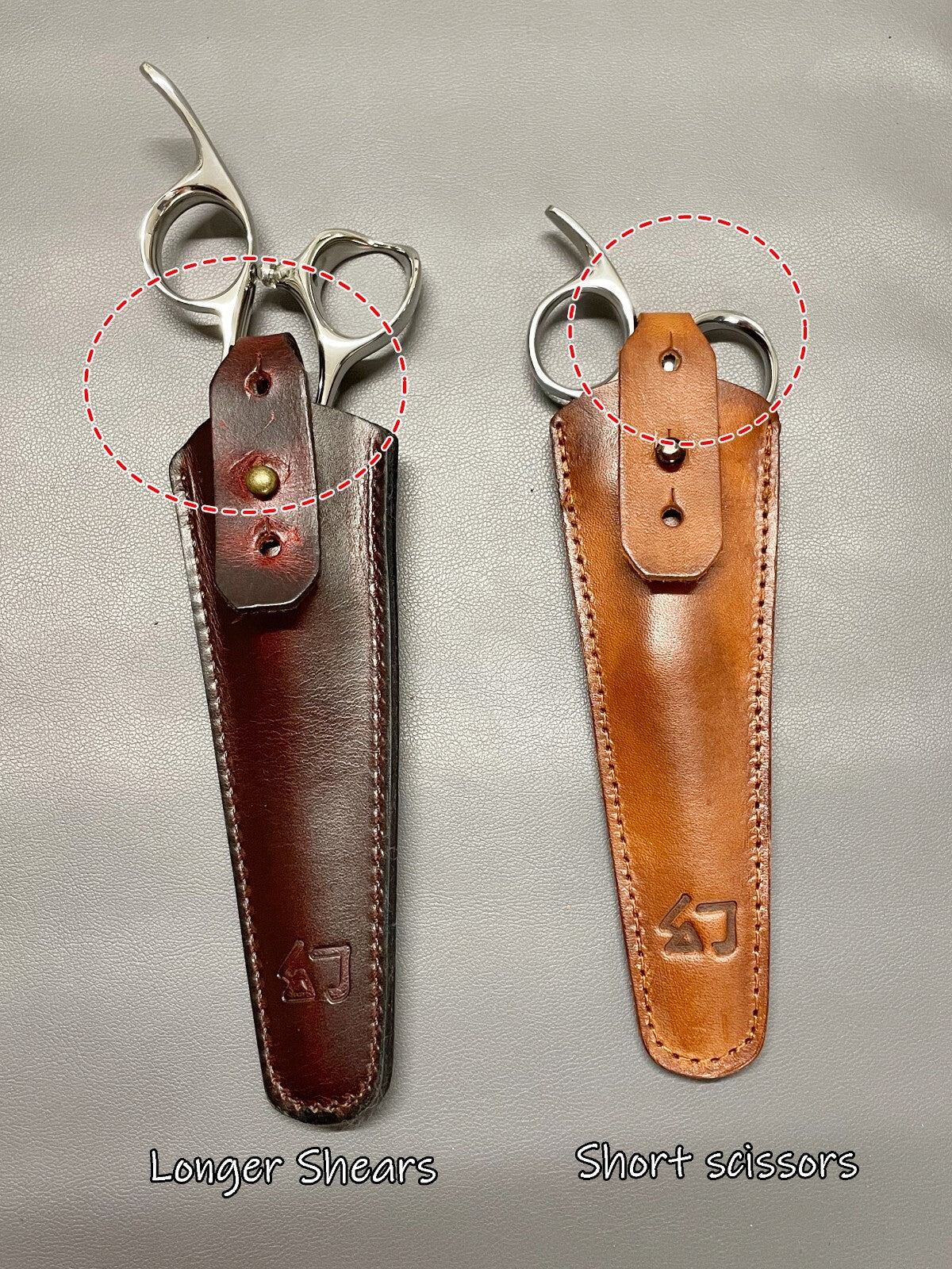 Genuine Leather Dark Brown Hair Scissors Case with Adjustable Strap