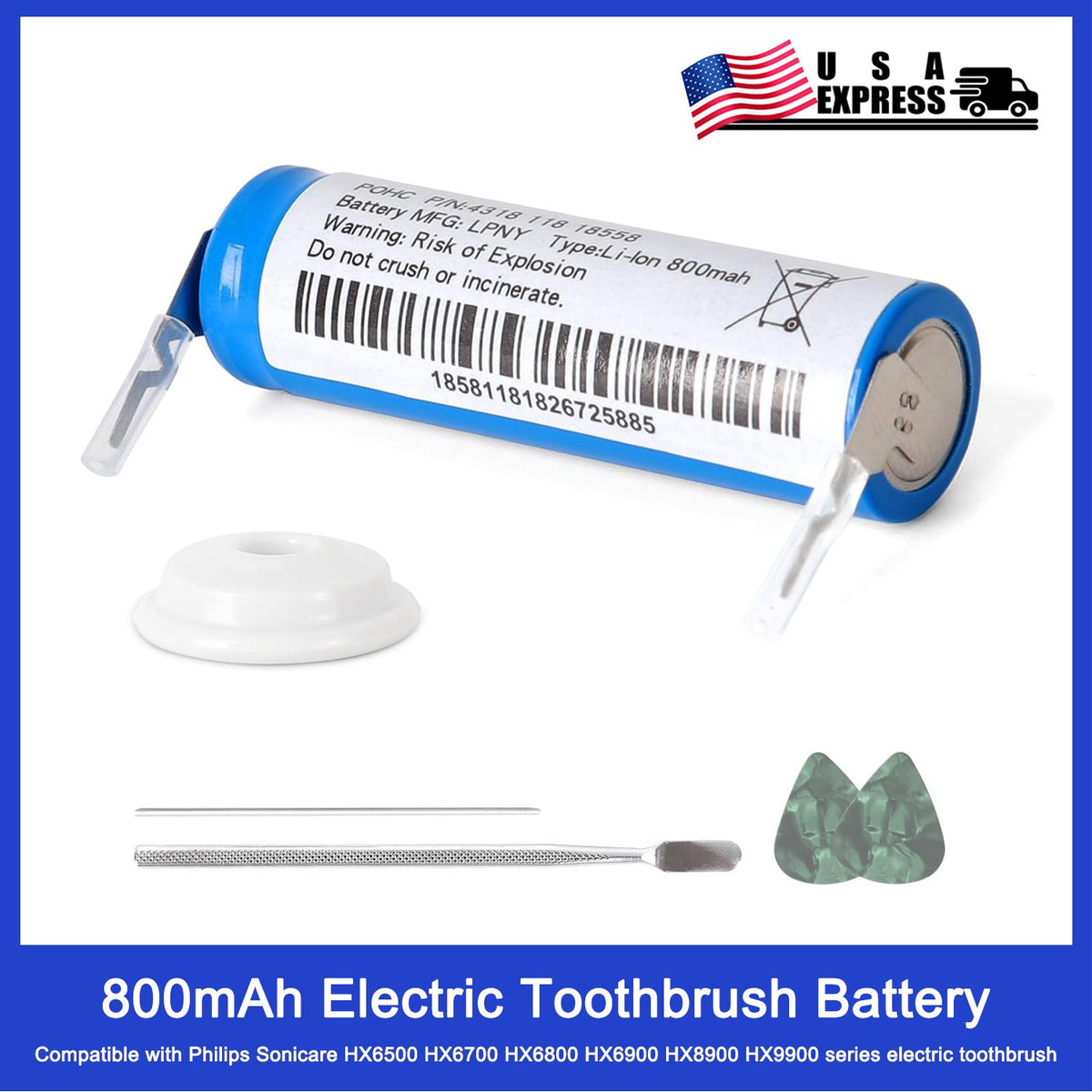 Rechargeable Electric Toothbrush Battery 800mAh for Philips HX Series