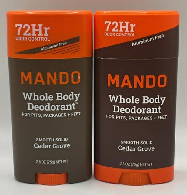 Mando Whole Body Aluminum-Free Solid Deodorant Stick 2 Pack - Cedar Grove, 2.6 OZ Each