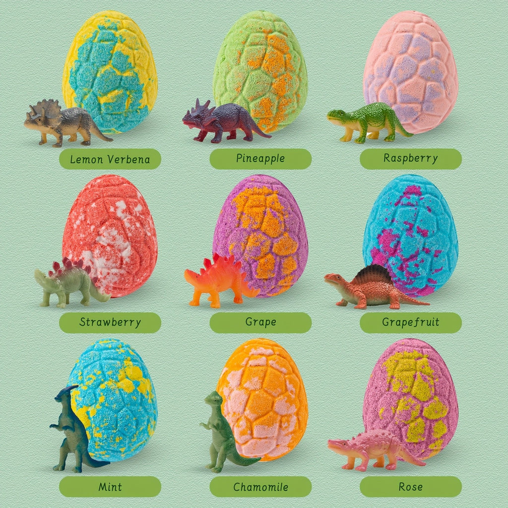 Dinosaur Egg Bath Bombs with Surprise Toys - 9-Pack Kids Bath Set